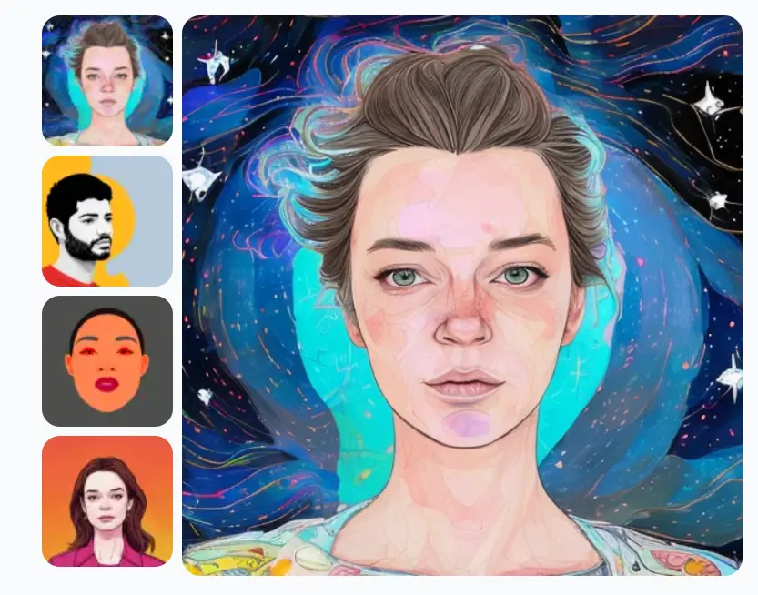 AI-generated avatars showcasing different artistic styles